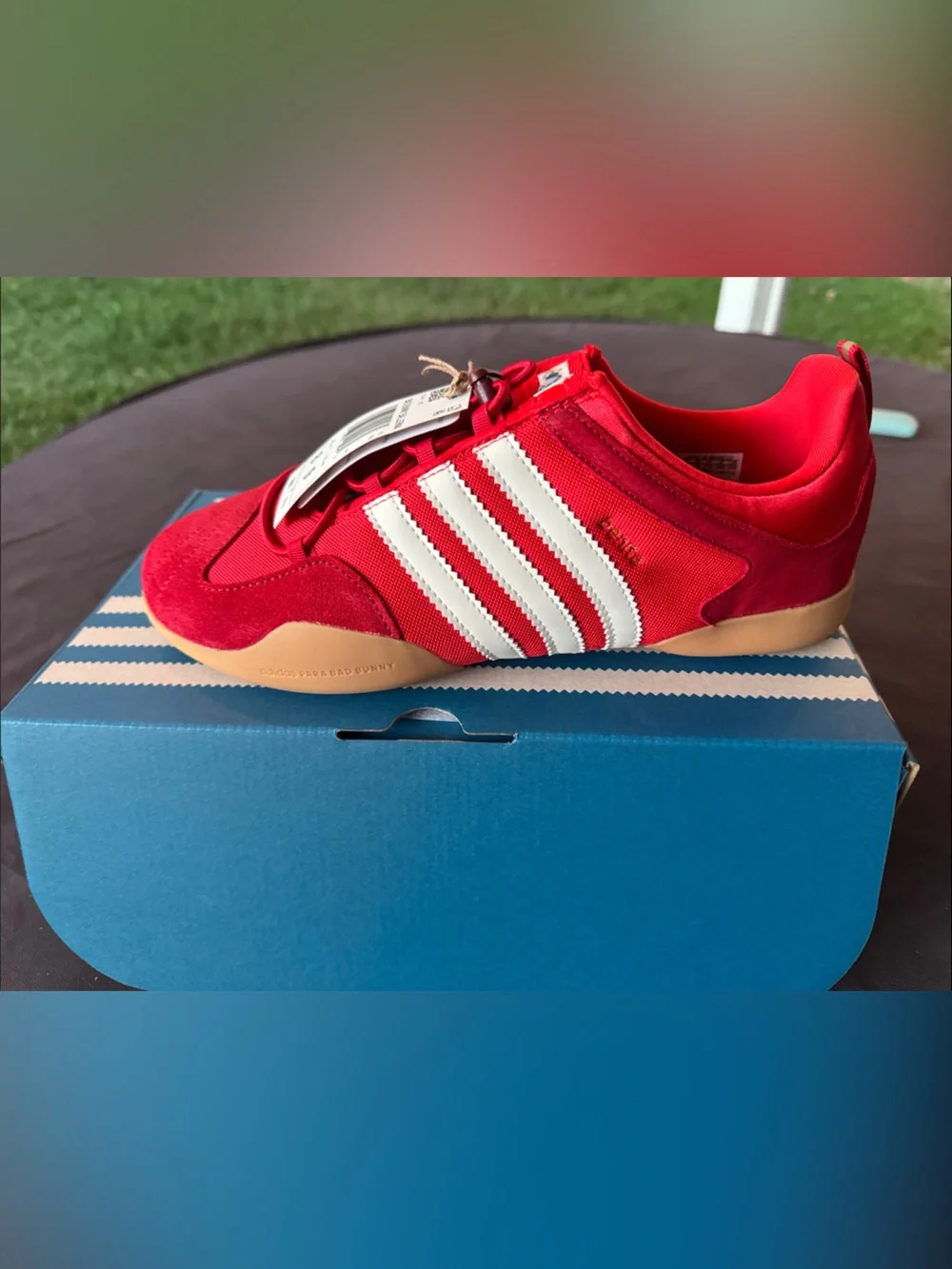 Adidas Women’s/Men’s Red Athletic Sneakers with White Stripes